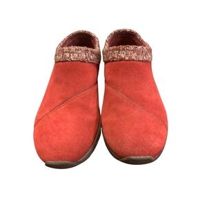 Vionic Arbor Red Suede Knit Collar Slip On Mules Clogs 8 Orthotic Support